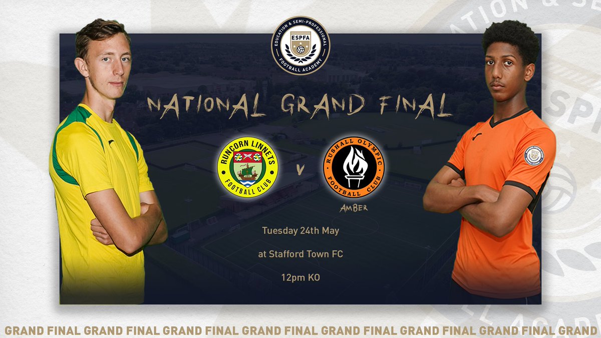 ESPFAcademy's tweet image. The stage is set! On the 24th May we will see this heavyweight clash as the South Division champions @ROFCOfficial (Amber) face the North Division champions @RuncornLinnets for a shot at national glory! 🏆⚽️