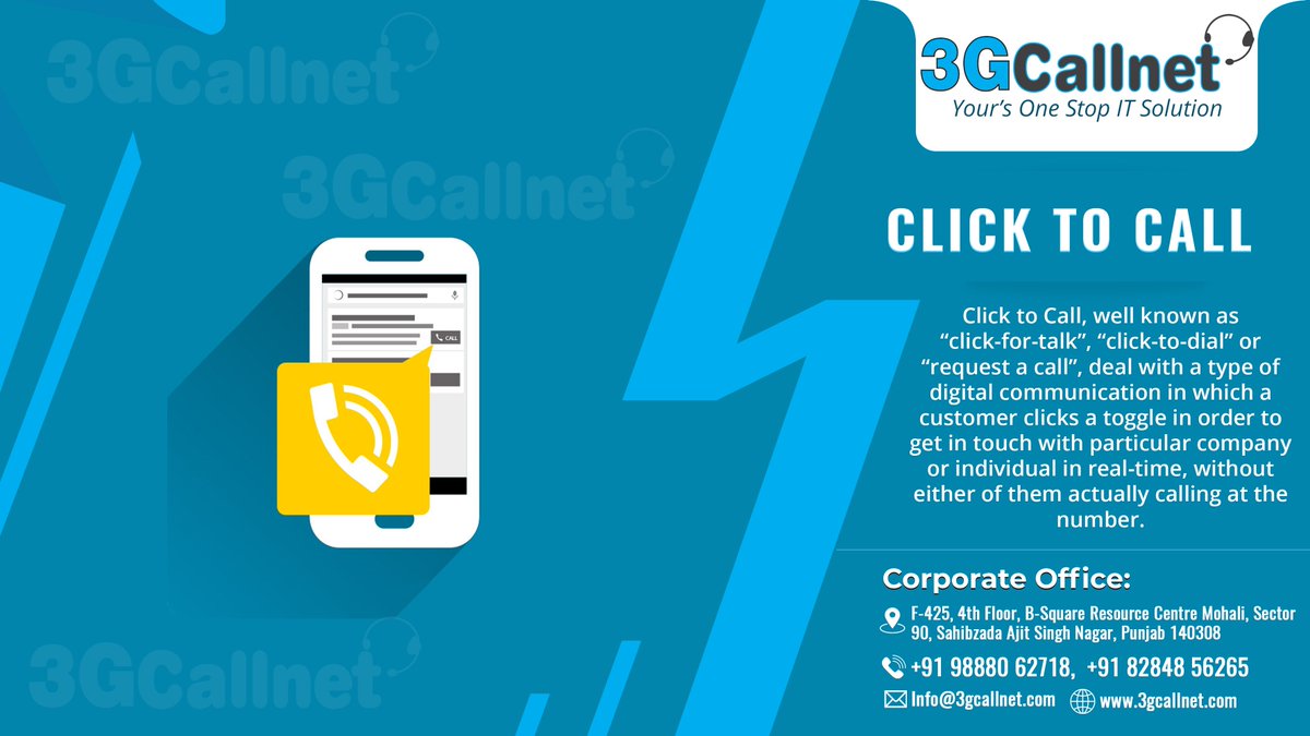 3GCallnet_'s tweet photo. Click to call has become a must consideration for customer-focus websites or else they will move towards your competitor’s site which is offering direct contact to the #company. 
#CallCenter #Dialer #3gcallnet #Blasting #IVR #ippbx #ipphones #CRM #preview #productivit #click2dial https://t.co/V5rorsdKQk