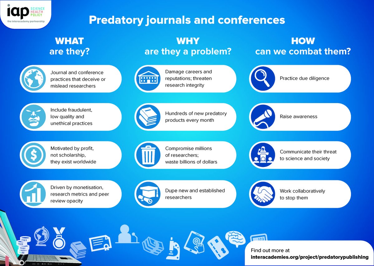 IAPartnership's tweet image. Still have some questions about #predatoryjournals and #predatoryconferences?  Find the answers in the new FAQs tinyurl.com/predpracticesf…, with more detail in the IAP report at tinyurl.com/predatoryreport!