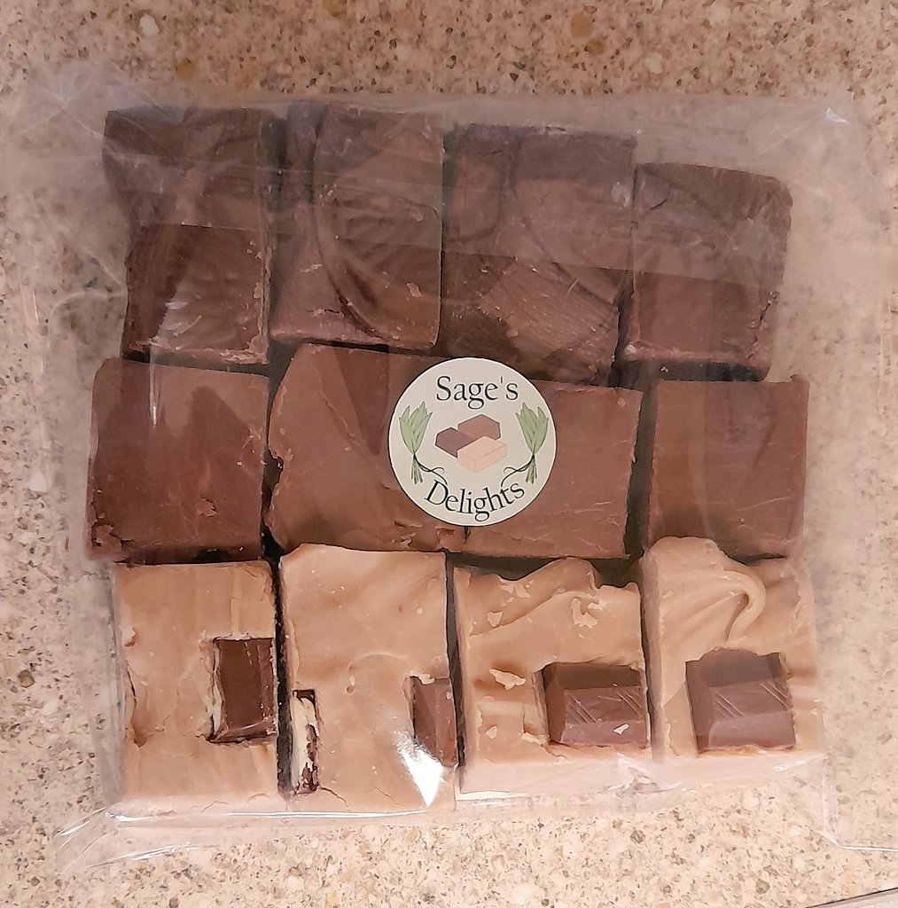 SagesDelights's tweet photo. Good Afternoon everyone!

Fudge available to ship now!
Kinder, Choc Orange, Milky Star, Galaxy, Milky Bar

Others available upon request.

£7 for 6 bites
£12 for 12 bites 

£4.50 postage to the UK

Order now, recieve tomorrow/Wednesday https://t.co/919ddomVCB