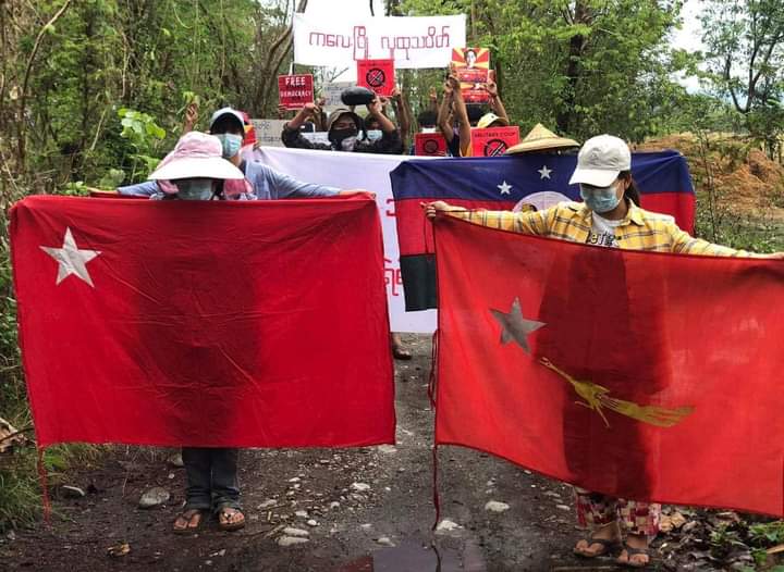 miN13700's tweet photo. 464-day demonstration against the military regime &amp; its slavery education, was held by the pro-democracy residents of #Kalay township, Sagaing Region, on May 17.

#WarCrimesOfJunta
#2022May17Coup
#WhatsHappeninglnMyanmar https://t.co/n6mm1JJF88