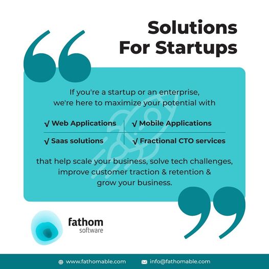 fathomablecom's tweet photo. Starting off a business is just a first step. 
To thrive, leverage it and scale it, you need genuine and expert software, application, and automation support. 
Fathom Software is that extended team to every startup!

Visit our website for more details: https://t.co/UvB5cIXsqP https://t.co/USvEEzObbF
