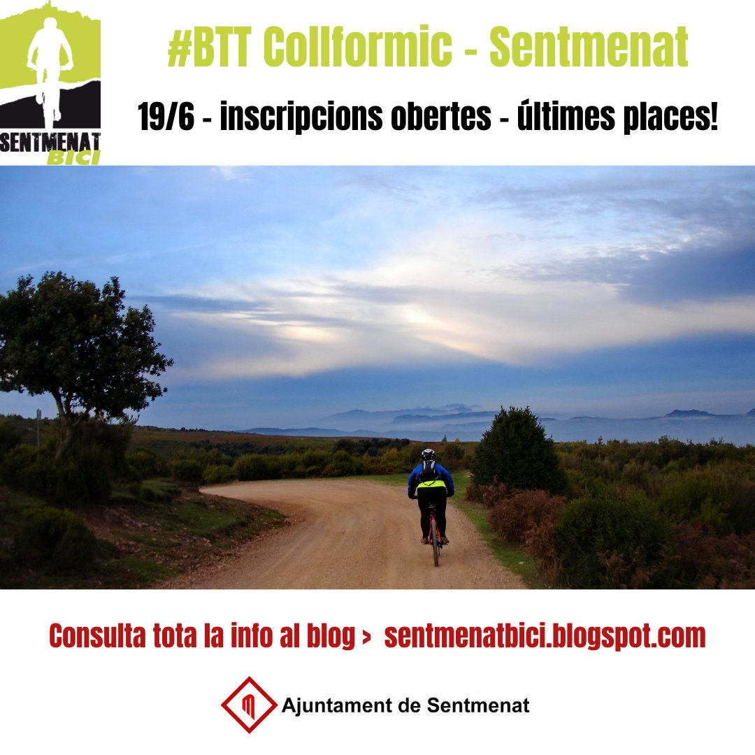 AjSentmenat's tweet photo. 📆 El  19 de juny sortida en bicicleta Collformic - Sentmenat de 45 km i 1000 D+
📍 5.30 h Camp Futbol Sentmenat.
Inclou transport a Collformic, esmorzar i 3 avituallaments.
Places limitades. Inscripció oberta > https://t.co/TDLfvY14kr
➕ info: https://t.co/jPfQ0qqm2T https://t.co/cD2LSSjb77
