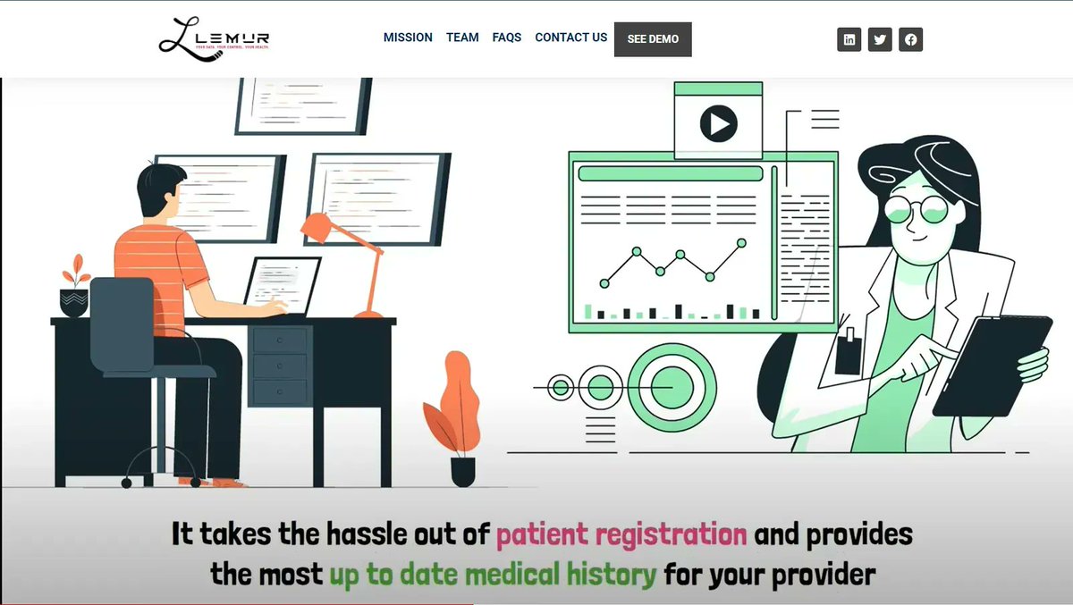 LEMUR_pbc's tweet photo. The LEMUR patent-pending software app. is coming!  If you are in healthcare, check out our new whiteboard video!
If you are an investor, let's connect!
#healthcaretech #mobilepatientapp #startup #healthequity #smartinvestment #whiteboardvideo https://t.co/WySfFyEldA