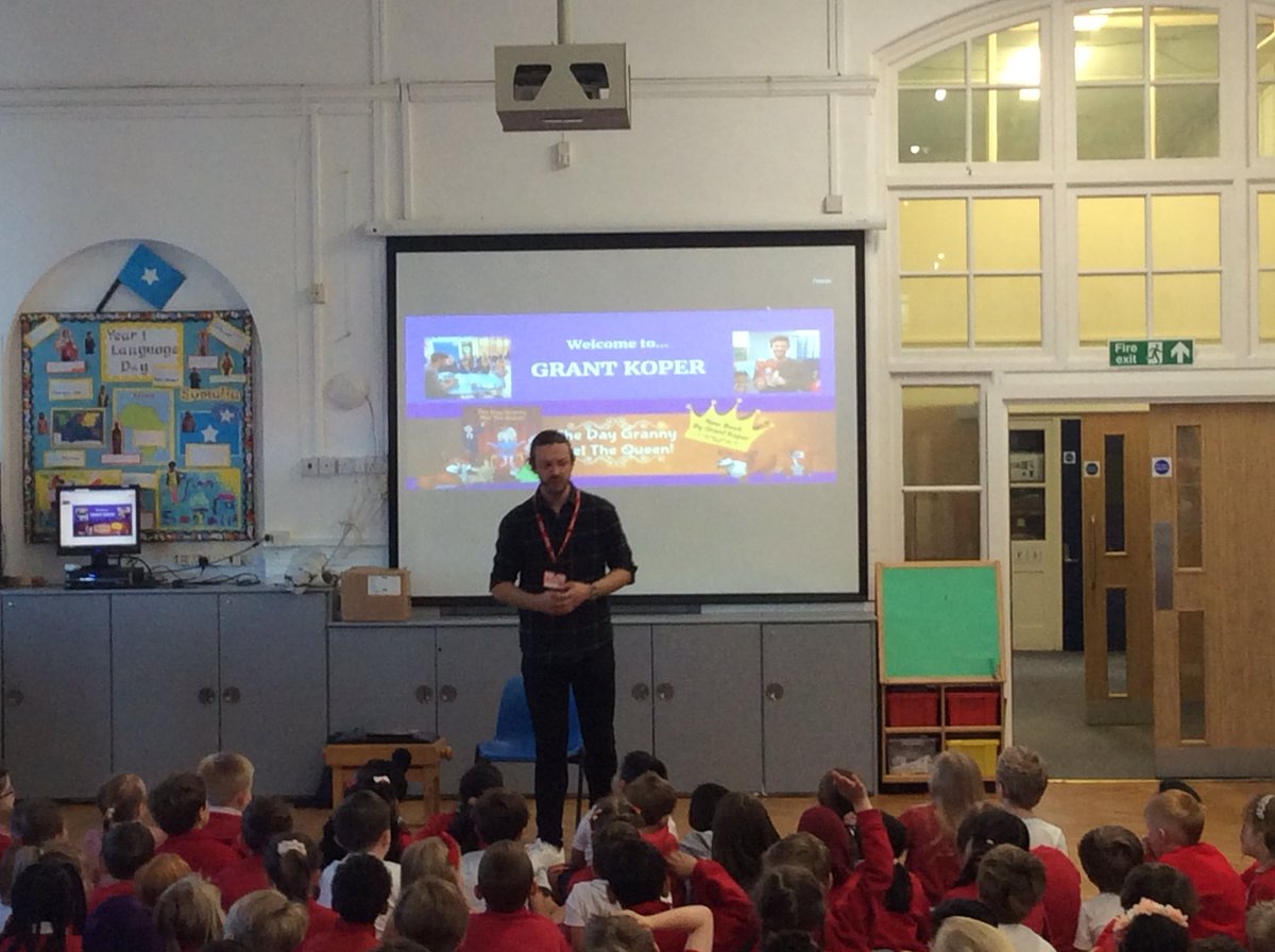 Penwortham212's tweet photo. To celebrate our Platinum Jubilee themed Arts Week, children in EYFS, Year 1 &amp; Year 2 had a special visit from Grant Koper, the writer of 'The Day Granny Met The Queen'. We got to hear the story, ask questions &amp; share our excitement for the jubilee!
@KoperCreative @Artsmarkaward https://t.co/2GeWTMb7UQ