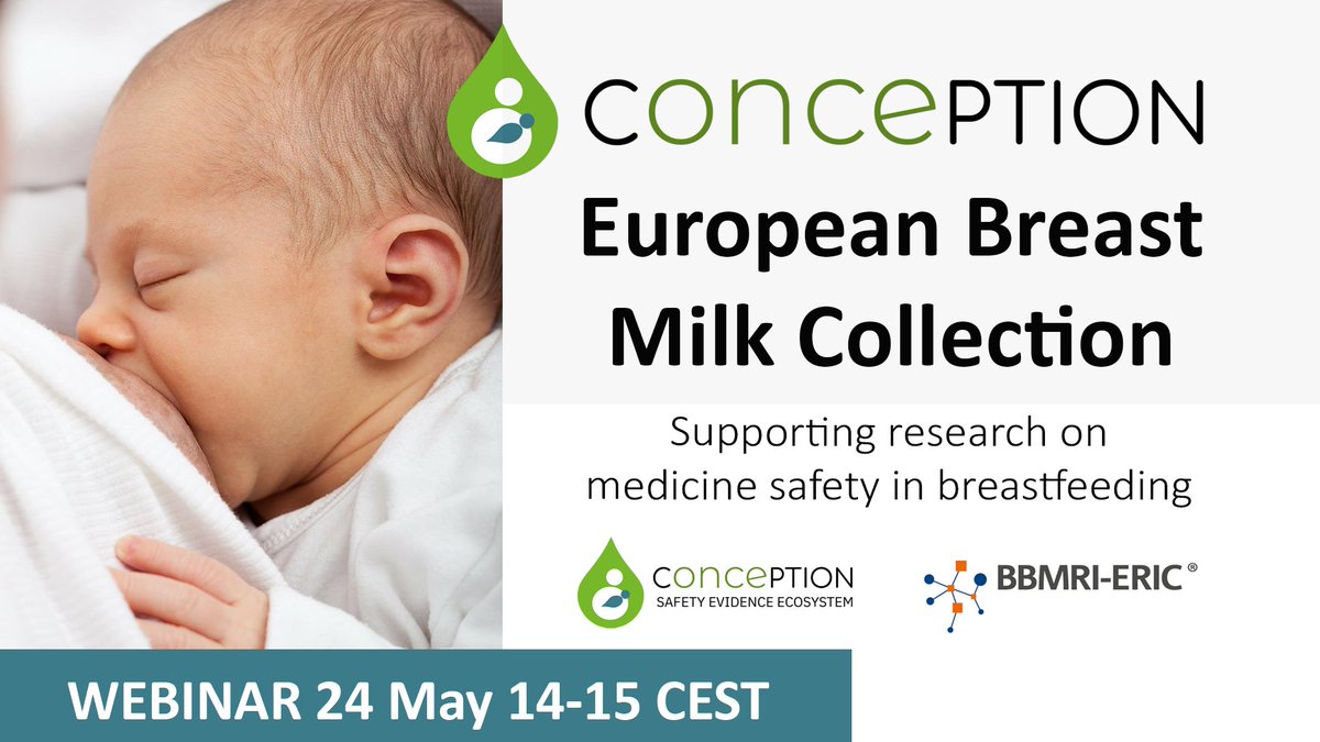 The ConcePTION project is developing a European #BreastMilk Collection to support #biobank research on #medicine safety in #breastfeeding. Join us 24 May at 14 CEST

👉 imi-conception.eu/home-news-deta…

@BBMRIERIC @IHIEurope @BiobankSverige