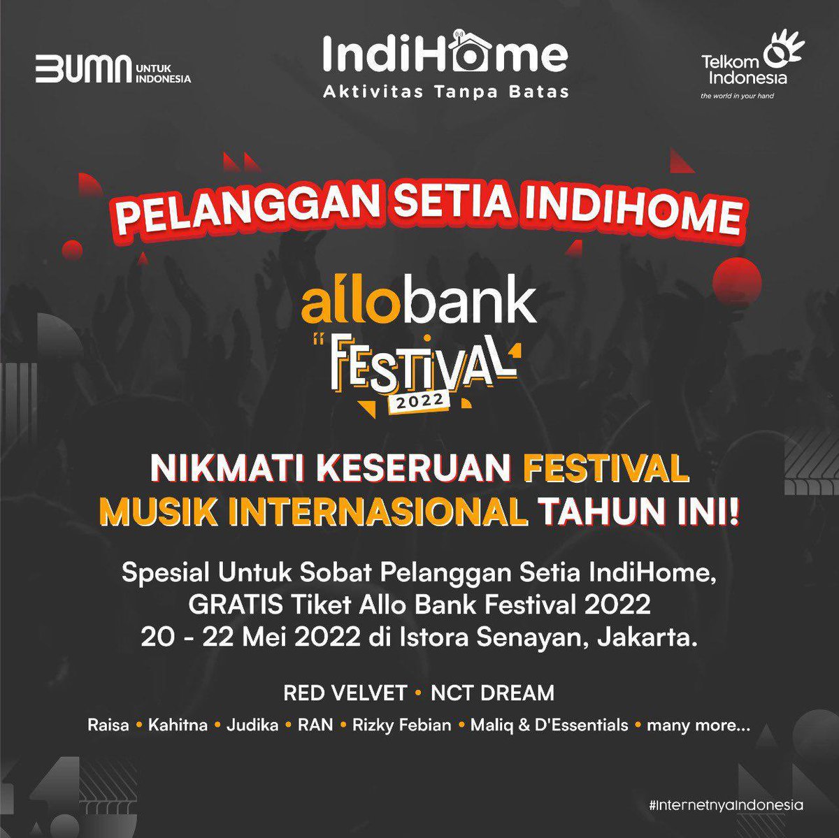 Yess bisa nonton NCT sama redvelvet gratis karena ikutan #IndiHomeXAlloBankFest ,akhir bulan jadi ga bengong dirumah deh #AktivitasTanpaBatas