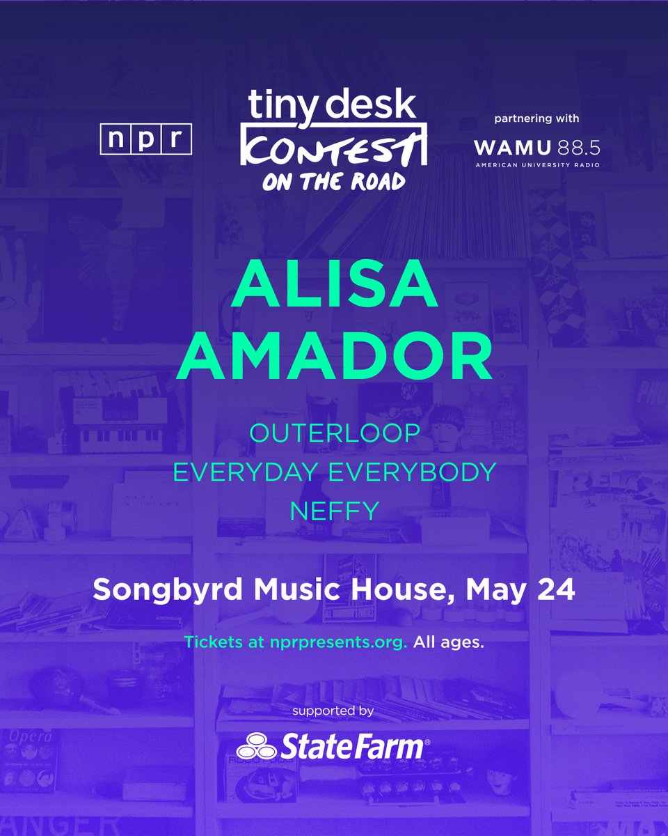 SongbyrdDC's tweet photo. DC!! The @nprmusic Tiny Desk Contest On The Road tour kicks off at Songbyrd 5/24!

See 2022 Contest Winner Alisa Amador (@alisa_amador) plus 2021 winner Neffy (@byneffy), Everyday Everybody (fka @AZTECSUNBAND) and Outerloop (@Outerloopband)!

TIX >> https://t.co/91CGQQ0EBD https://t.co/okwl5gDhMW