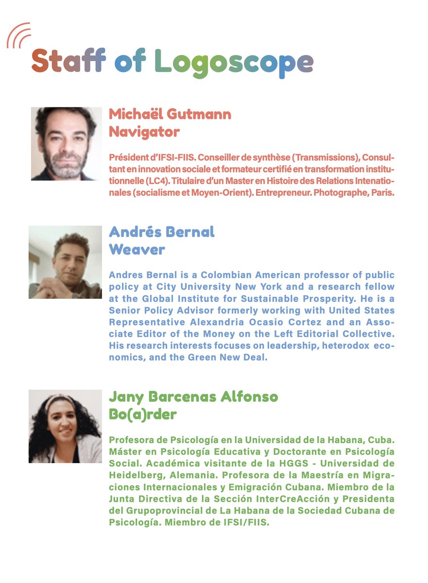 Logoscope June 3-5, 2022👩‍💻🧑🏻‍💻👨🏾‍💻🕸👁👂
🔥Next #IFSI online workshop on #zoom platform🌅

🇨🇺🇨🇴🇫🇷🇺🇸in the staff: 
Jany Barcenas and <a href="/andresintheory/">Andrés Bernal 🇨🇴🇺🇸</a>

#socialinnovation #onlineworkshop #leadership #internationalrelations #cyberculture  #systeminmind #antiracism #digitalhumanities