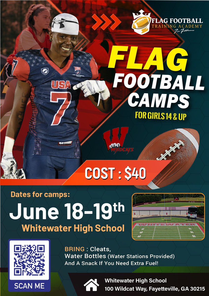 CoachTFuller's tweet photo. The Flag Football Training Academy has partnered with local area high schools to bring camps all over Georgia and bordering states.
Register here: https://t.co/VTZM1PIzkp
#WestlakeHS #SouthAtlantaHS #WhitewaterHS #EdWhiteHS https://t.co/6frOb5N0q2