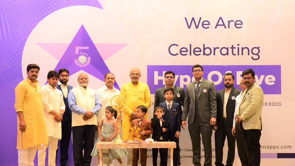 RipenAppsTech's tweet photo. #RipenApps celebrated its #5th #anniversary with #Ripeners on 12th May in a grand #event. We are #honored to have our Chief Guest MoS UP Government Mr. RAGHURAJ SINGH (@ThRaghurajSingh ) among us to inaugurate the event with DeepJyot lightning.
(2/2) https://t.co/e6XfMkD3sH