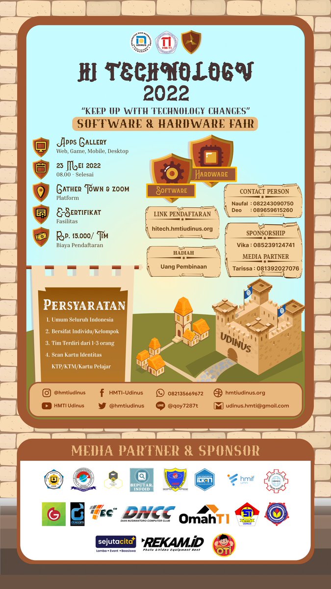 hmtiudinus's tweet photo. [ 📢 Hi-Technology 2022 📢 ]

Himpunan Mahasiswa Teknik Informatika Universitas Dian Nuswantoro Semarang 

--- Mempersembahkan ---
✨Hi-Technology (HITECH 2022)✨

💫 Tema Hi-Technology 2022 :
"Keep Up with Technology Changes"

🔗 Link Pendaftaran :
https://t.co/oegmJbu3y7 https://t.co/wC9LnLPXRY