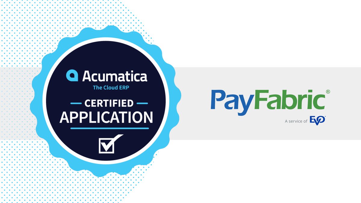 EVOPayments's tweet photo. Our proprietary gateway, PayFabric, integrates with many #ERP systems and #software applications, and we are proud to announce that it has now been recognized as an @Acumatica-Certified Application. Read the full press release here: https://t.co/5FDXmKrXUN
#payments https://t.co/hnULZvW4JF