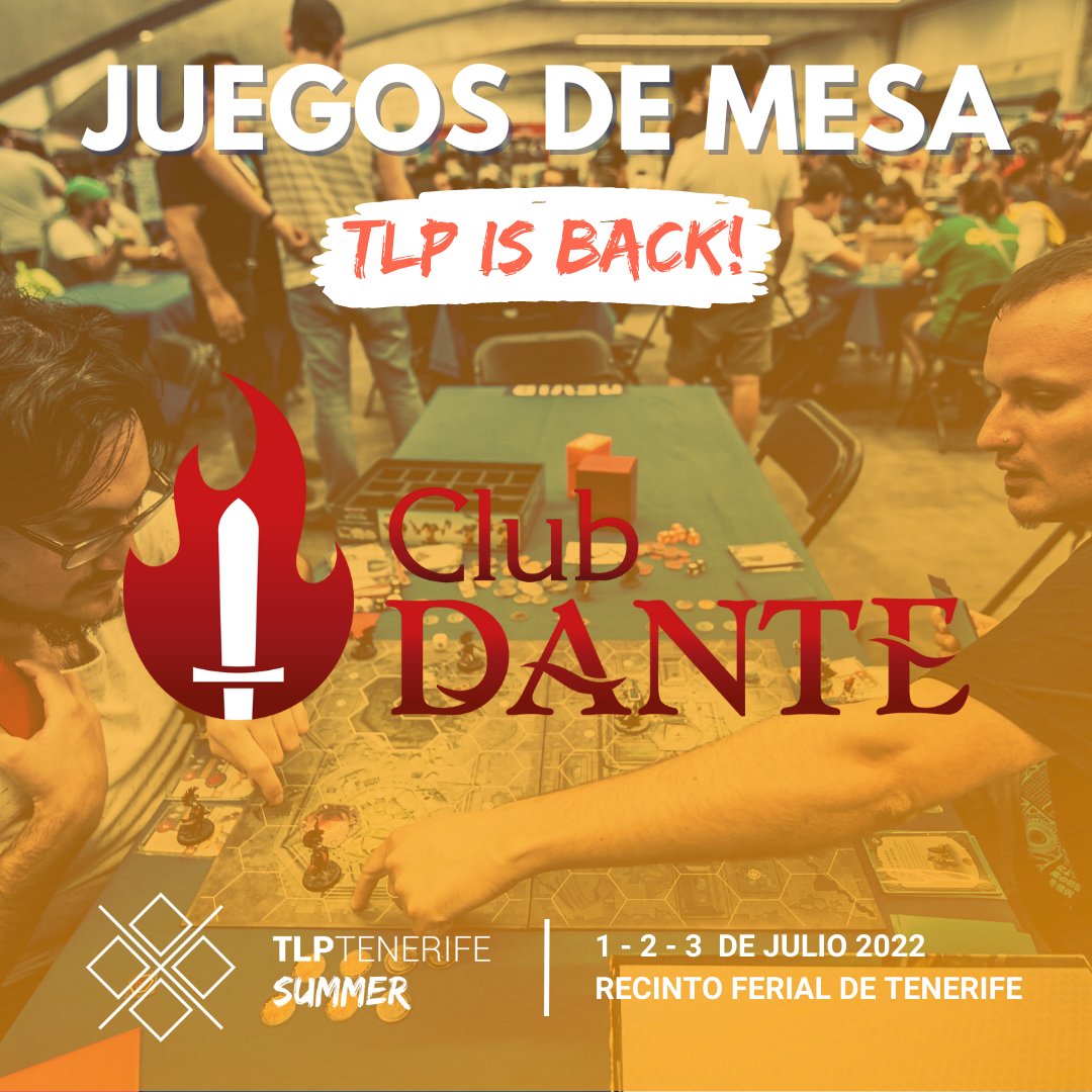 Para la vuelta de TLP contamos con el apoyo y la experiencia del Club Dante. Ellos son los principales responsables de que este año tengamos una zona de juegos de mesa histórica en Canarias. ¿Preparados para lo que viene? <a href="/ElClubDante2/">El Club Dante</a>