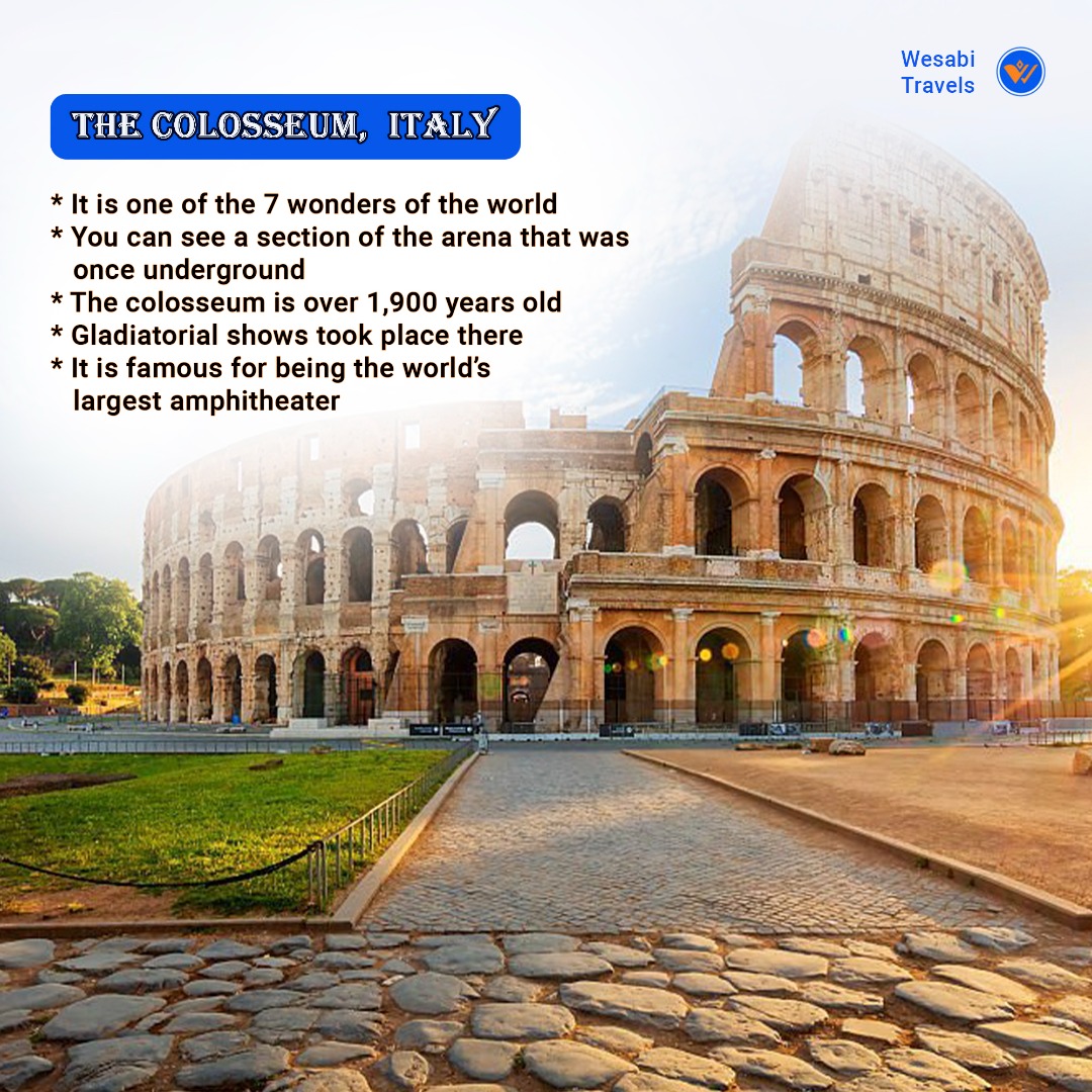 For #traveltuesday, here are 5 fun facts about the Colosseum, Italy, and Machu Picchu, Peru.

#travel #traveler #travelguide #travelagent #travelpics #travelphoto #travelgram #travelphotography #trending #nigerianbrand #wesabitravelng