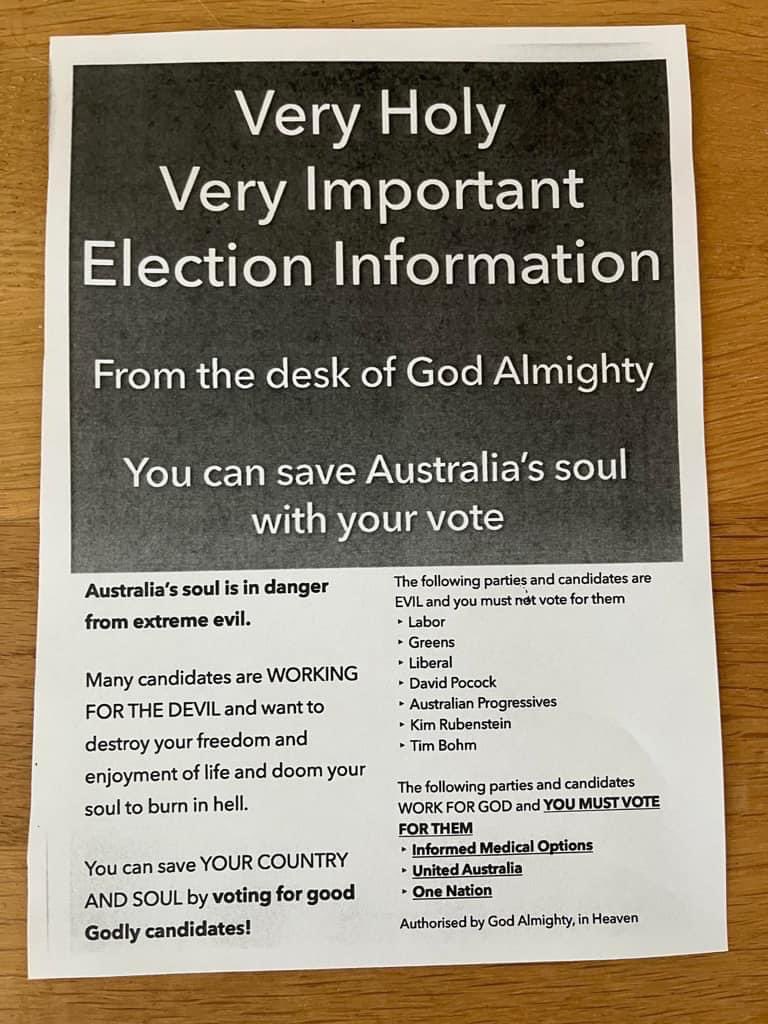 Was this really you <a href="/TheTweetOfGod/">God</a> ? I thought Scomo was on your side at least? Also you need a new toner. #AusVotes2022 #auspol
