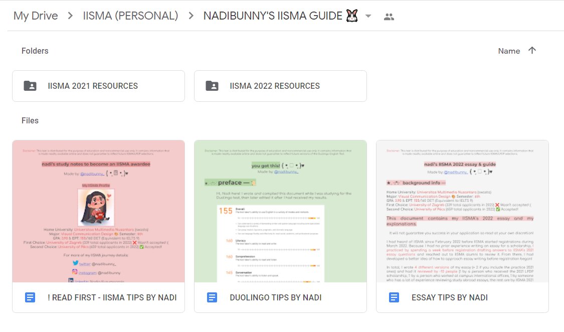 [NADIBUNNY'S GUIDE TO IISMA 2022 🐇]
bit.ly/IISMA-Guide-by…

Here's my full handwritten guide to IISMA 2022 complete with my essay and detailed analysis of my thought process during this year's application process!

Hope it will help others 🥰💕