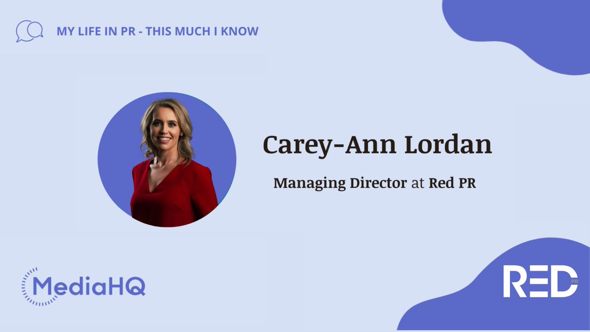 Redprire's tweet photo. Thank you to @mediahqnews for interviewing our very own Managing Director Carey-Ann Lordan for their blog series, My Life In PR.
To read what Carey Ann had to say follow the link https://t.co/pYaJIV8dSs.😁
#RedPR #managingdirector #bosslady https://t.co/iK9NsoUg2s