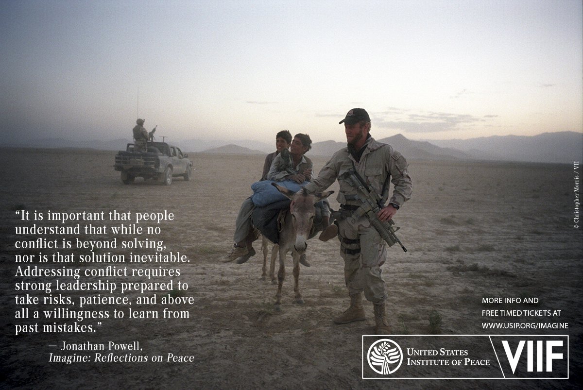 vii_foundation's tweet photo. “It is important that people understand that while no conflict is beyond solving, nor is that solution inevitable...” -Jonathan Powell. On June 2, “Imagine: Reflections on Peace,” will open at USIP in DC.
Reserve tickets: https://t.co/cQjyXHlFpN
#ReflectionsonpeaceUSIP https://t.co/fFtxQjsEa0