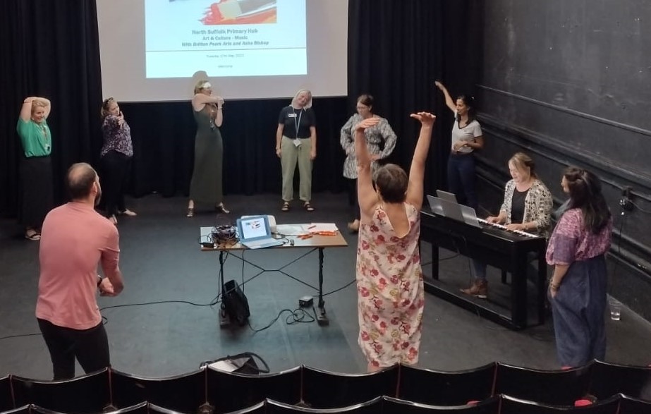 PTIEducation's tweet photo. Great to have @bardenmusic @BrittenPears running the vocal workshop this morning in Lowestoft @SeagullTheatre @OakRed230 https://t.co/ZFzkwzDQfm