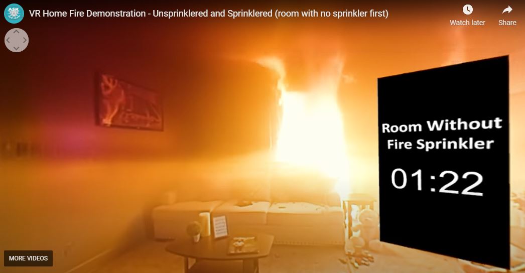 FirehouseNews's tweet photo. See two actual home fires from inside – without and with sprinklers. This new virtual reality video from @HFSCorg shows flashover in one room and fire sprinkler activation in another, both in real time. #HFSC #HomeFires #FireSprinklers https://t.co/0DeeBcsbv3 https://t.co/WqQ9rJjvs3