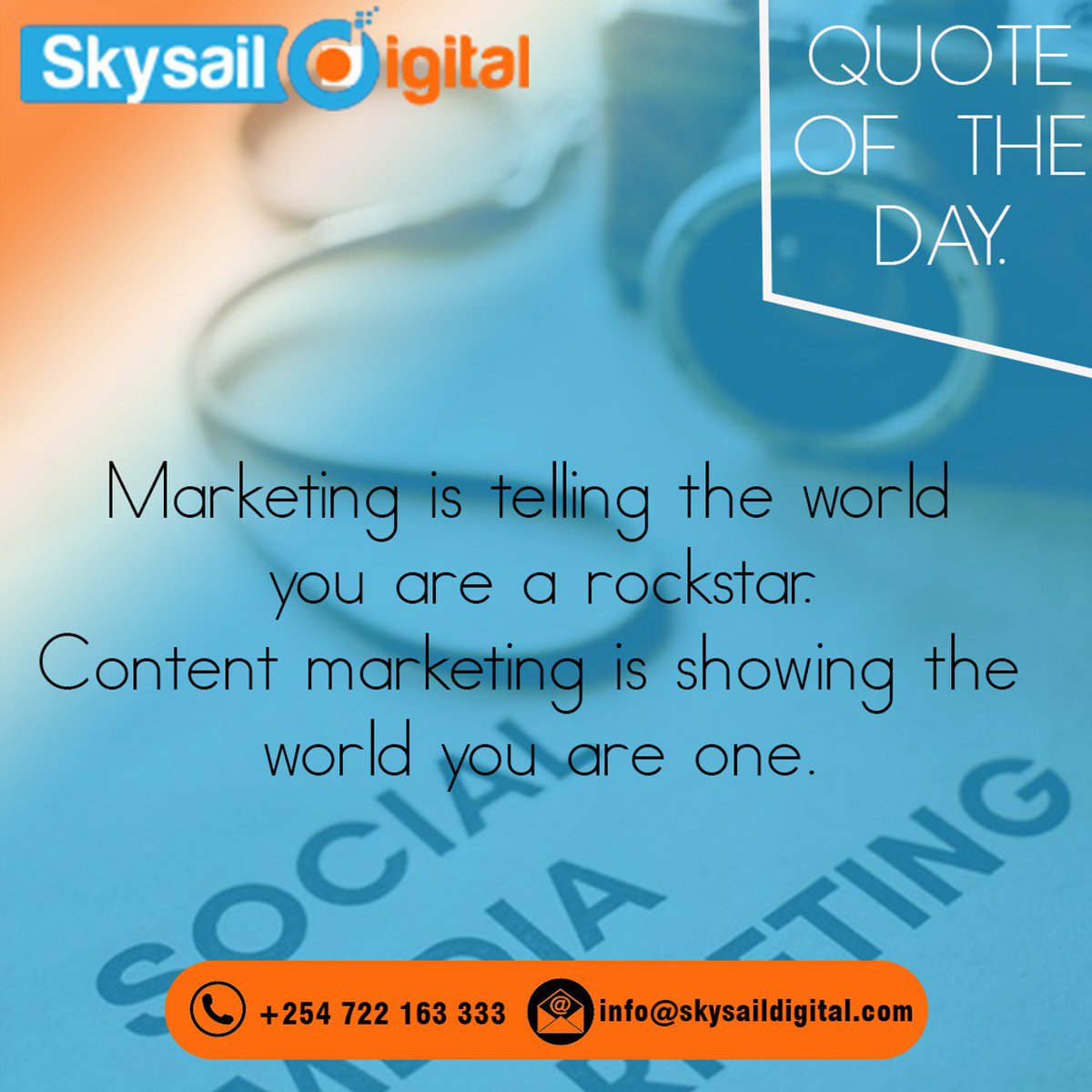 SkysailD's tweet photo. Marketing is telling the world you’re a rock star. Content marketing is showing the world you are one.

🌐https://t.co/mPnFYJBmS5

#socialmediastrategy #digitalmarketing #digital #socialmediamanagement #online #growyourbusinessonline https://t.co/7NRobPBzXM