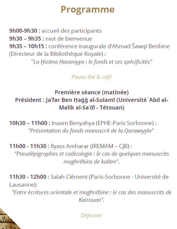 CellardEleonore's tweet photo. Last-minute change! A wonderful symposium will take place on next Monday 23th May, at the CJB, Rabat, Morocco. I'm very excited to present my study of the Qur'ānic copy kept at the National Library of the Kingdom of Morocco! https://t.co/0kvxo1tS9M
