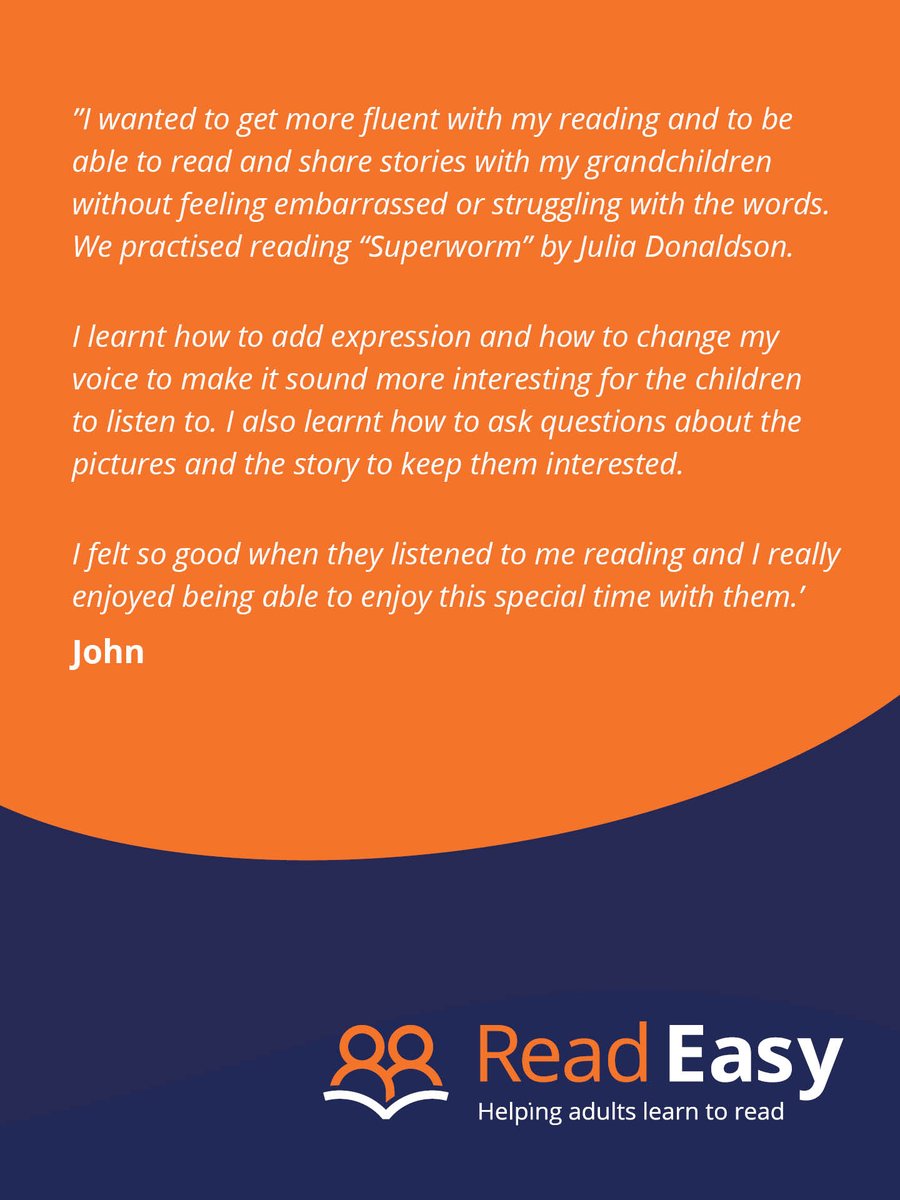 ReadEasyUK's tweet image. May is #NationalShareAStoryMonth and we’re sharing some of what our readers have shared with us about books and the change that learning to read has made to them and their loved ones.

You can read John's story here: readeasy.org.uk/success-storie…
#adultliteracy #literacy