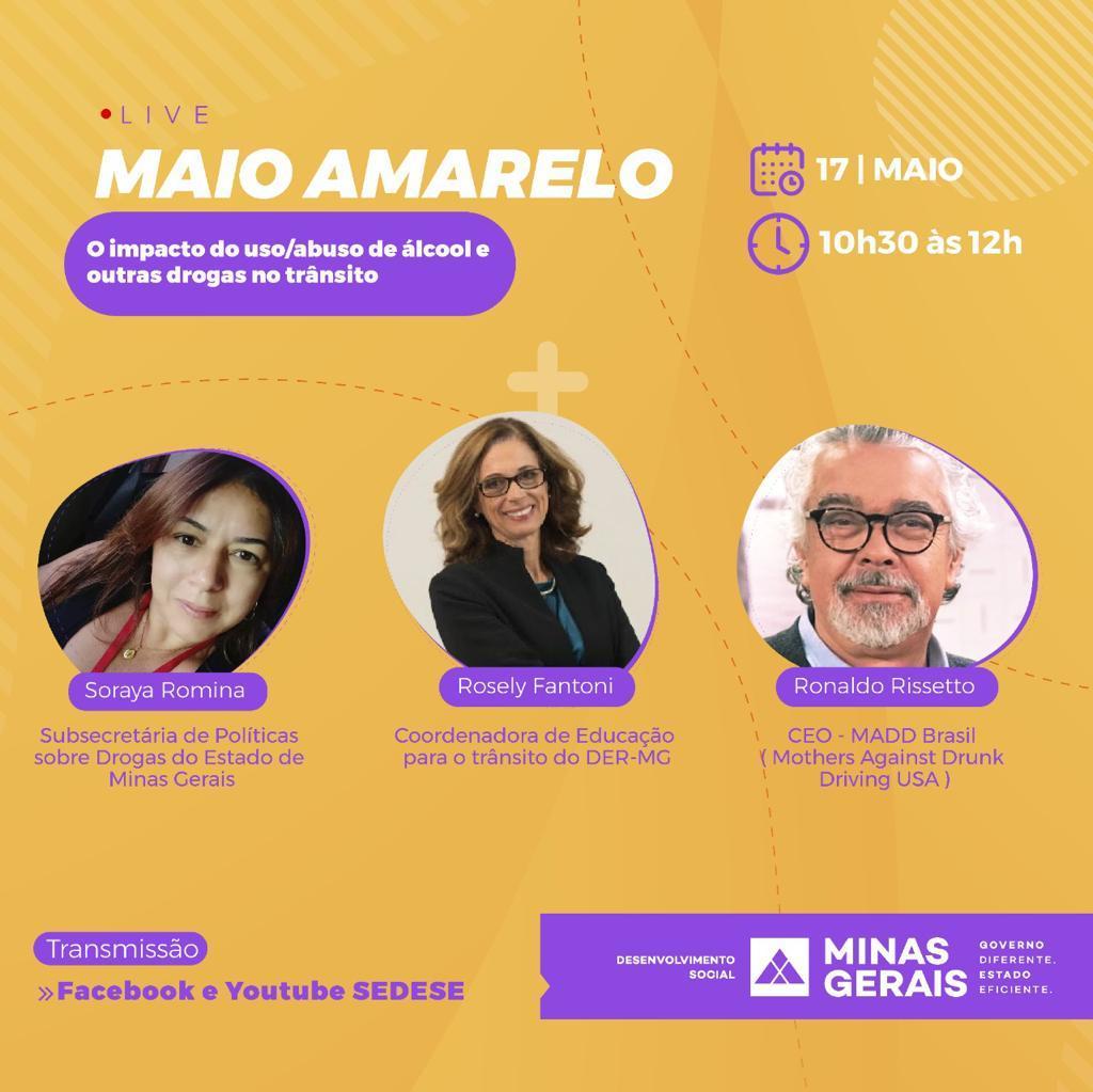 maddbrasil's tweet photo. DAQUI A POUCO! Live alusiva ao Maio Amarelo promovida pela Secretaria de Estado de Desenvolvimento Social de Minas Gerais com participação do CEO da MADD Brasil, Ronaldo Rissetto.

No YouTube e Facebook da SEDESE. https://t.co/Lz6dkNMEtK