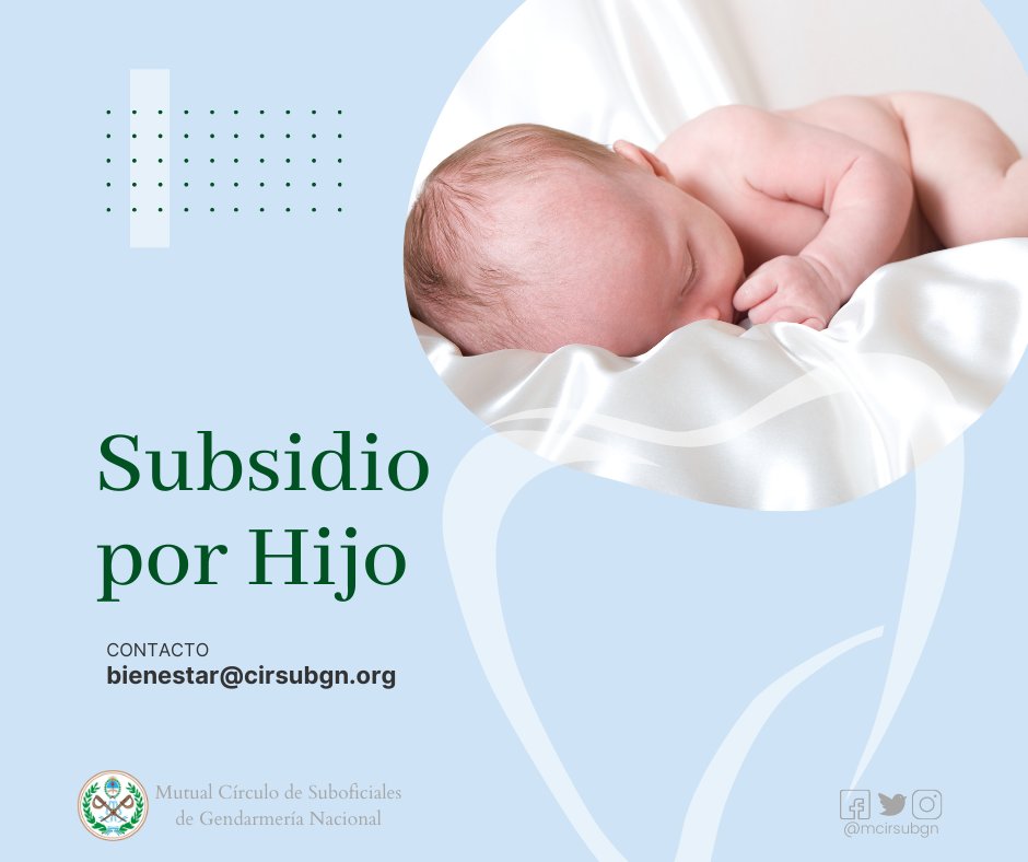 mcirsubgn's tweet photo. COMUNÍQUESE CON EL CÍRCULO Y DISFRUTE DE ESTE BENEFICIO

#GENDARMERIA #GendarmeriaNacional #Mutual #Suboficiales #GNA #gendarmeríanacionalargentina #CentinelasDeLaPatria #SUBSIDIO #Nacimiento #Reconocimiento #Adopción #Mutuales https://t.co/Z0Lh5BuL5M