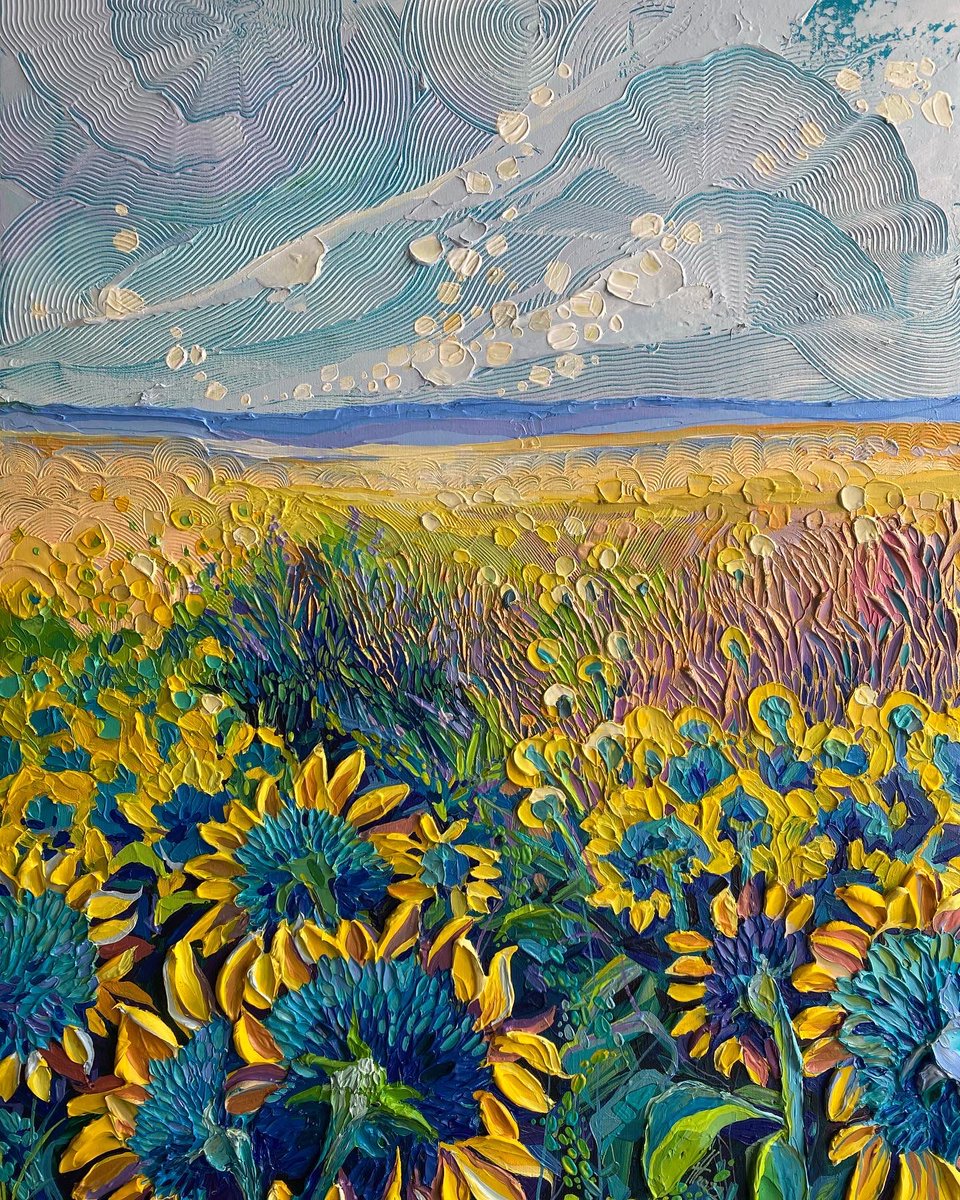acrylic on canvas 60*80 cm "East and West" #art #painting #sunflower #acrylicart #acrylicpainting