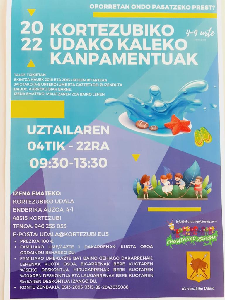 kortezubizi's tweet photo. 𝐊𝐨𝐫𝐭𝐞𝐳𝐮𝐛𝐢𝐤𝐨 𝐔𝐝𝐚𝐥𝐚𝐤 udalekuetan izena emoteko epea zabaldu dau (Maiatzak 20rarte zabalik). 
Uztailaren 4tik 22ra 
-4 eta 9 urte bitarteko neska-mutileentzako.
- 9 eta 14 urte bitarteko neska-mutileentzako (Eskualdeko Udalekuak) https://t.co/km569l0Di4