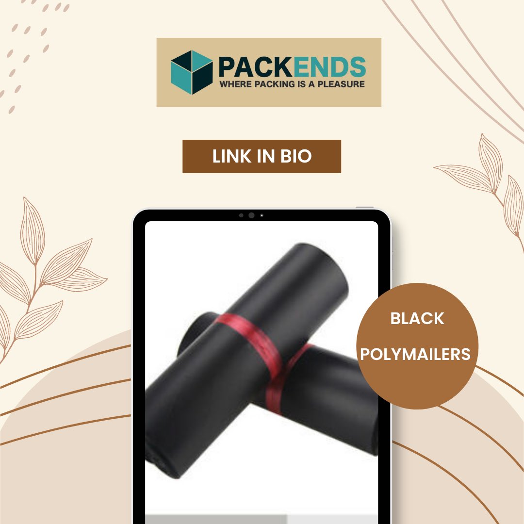 packends's tweet photo. These statement black polymailers starting from only $18/100pcs gets sold out very quickly. Checkout the sizes here - https://t.co/EM7cJVMX4l and order yours.

#packends #packaging #mailers #polymailers #blackmailers #ecommercepackaging https://t.co/JVWN9pZLcb