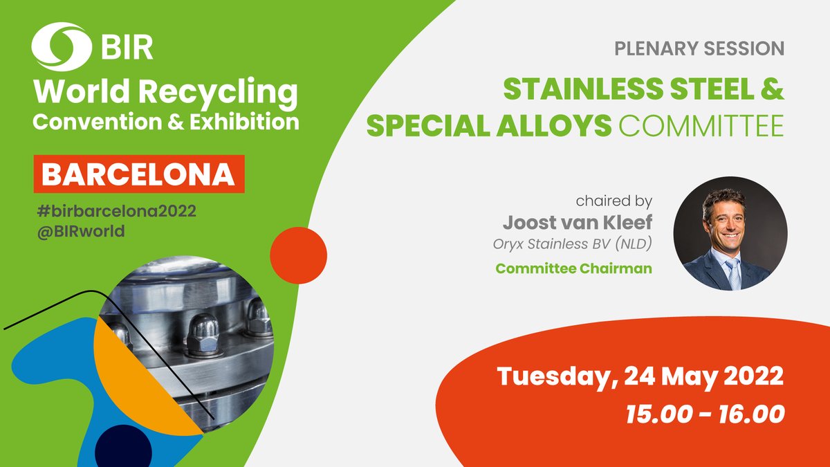 BIRworld's tweet photo. 📍#BIRBarcelona2022: #StainlessSteel & #SpecialAlloys: making sense of the #market mayhem, with #spotlightpresentation by London Metal Exchange @LME_news Head of Market Development
Read more👉https://t.co/D6Q6OreT40
#globalevents #recyclingindustry #networkingbusiness https://t.co/yZHjj85HwI