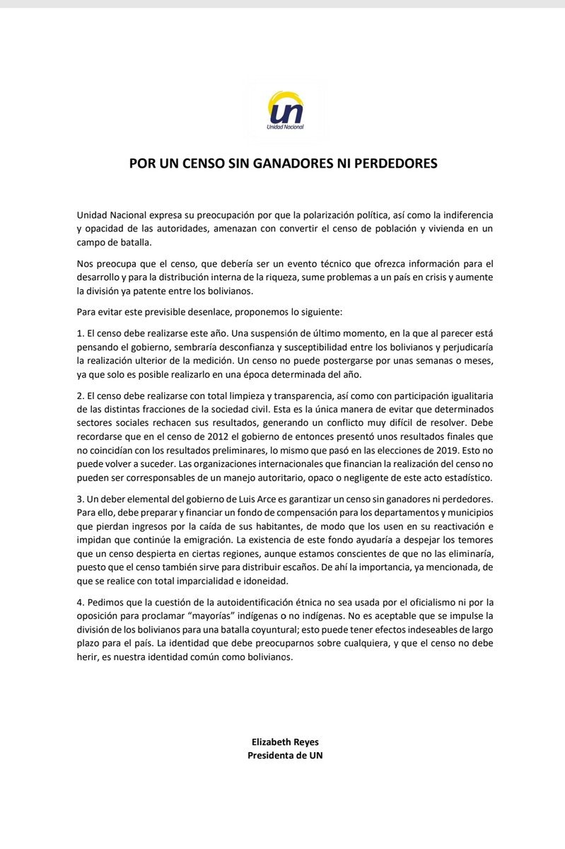 claubravot's tweet photo. Por un censo sin ganadores ni perdedores #UnidadNacional https://t.co/tfnL38G5MF