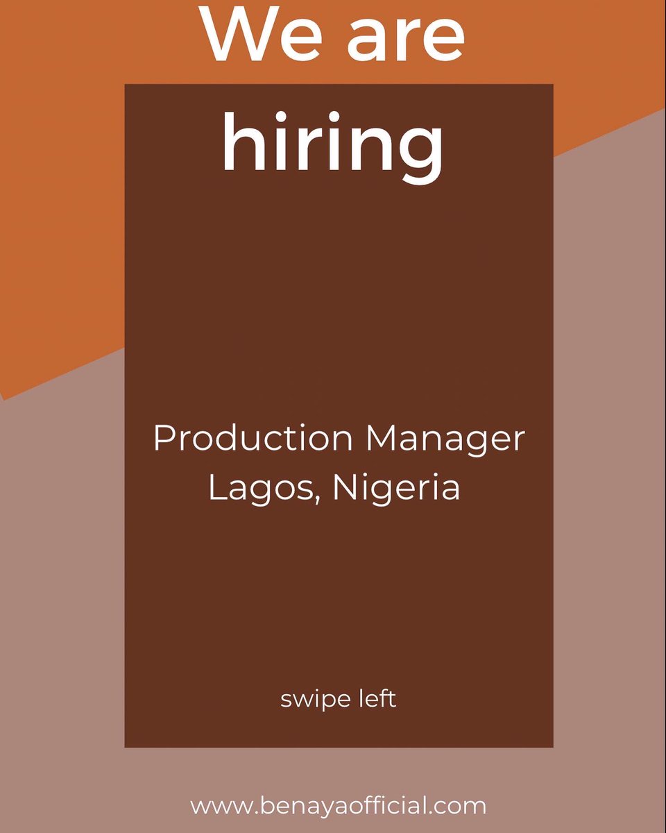 benaya_official's tweet photo. We are hiring!
Are you an experienced Production Manager and you think you will be a good fit?
See second frame for details
#BeNaya #BeHired https://t.co/v9yPNdECm2