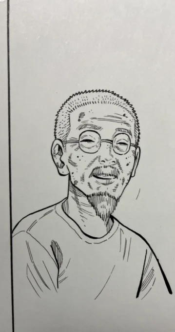 「ババンババンバンバンパイア」よりこいの湯2代目、立野長次郎。おじいちゃん描くの好きです。シワ書いてたら絵も締まるしね❤️ 