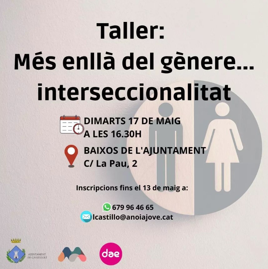 micod_cat's tweet photo. TALLER #17M | Aquest dimarts a Castellolí, taller per a joves!
🌈"Més enllà del gènere... interseccionalitat"
🕠16.30h
📍 Baixos de l'Ajuntament de @castelloli
T'hi esperem!
#TransformaLaMirada #StopLGTBIfobia #ConcaOdena https://t.co/B94CIJVoCY