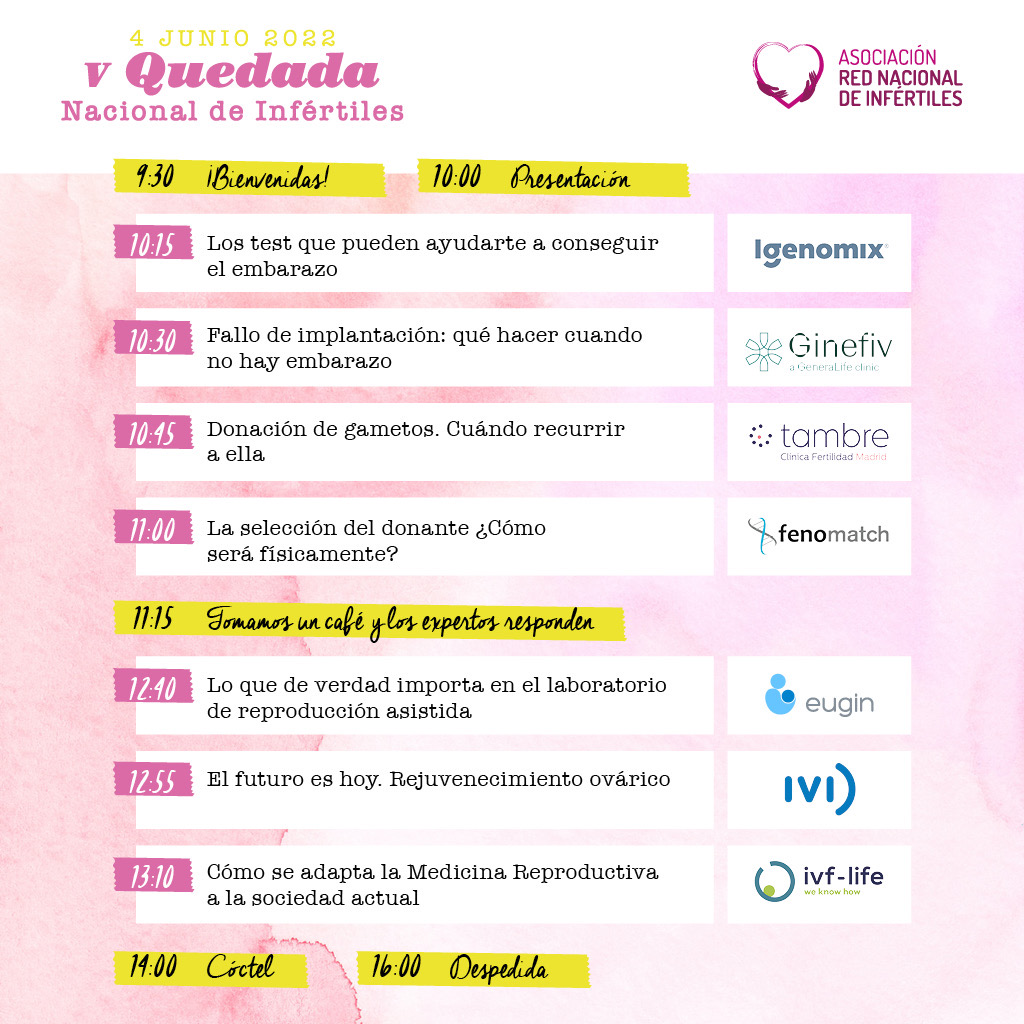 📆Sábado, 4 de Junio en Madrid. ¡Reserva tu plaza!

Aquí os dejamos el programa completo! Información, resolución de dudas, regalitos y mucho más!

No te lo pierdas! Inscríbete que ya van quedando menos plazas!👉quedadaredin.es

#infertilpandy #enredate22