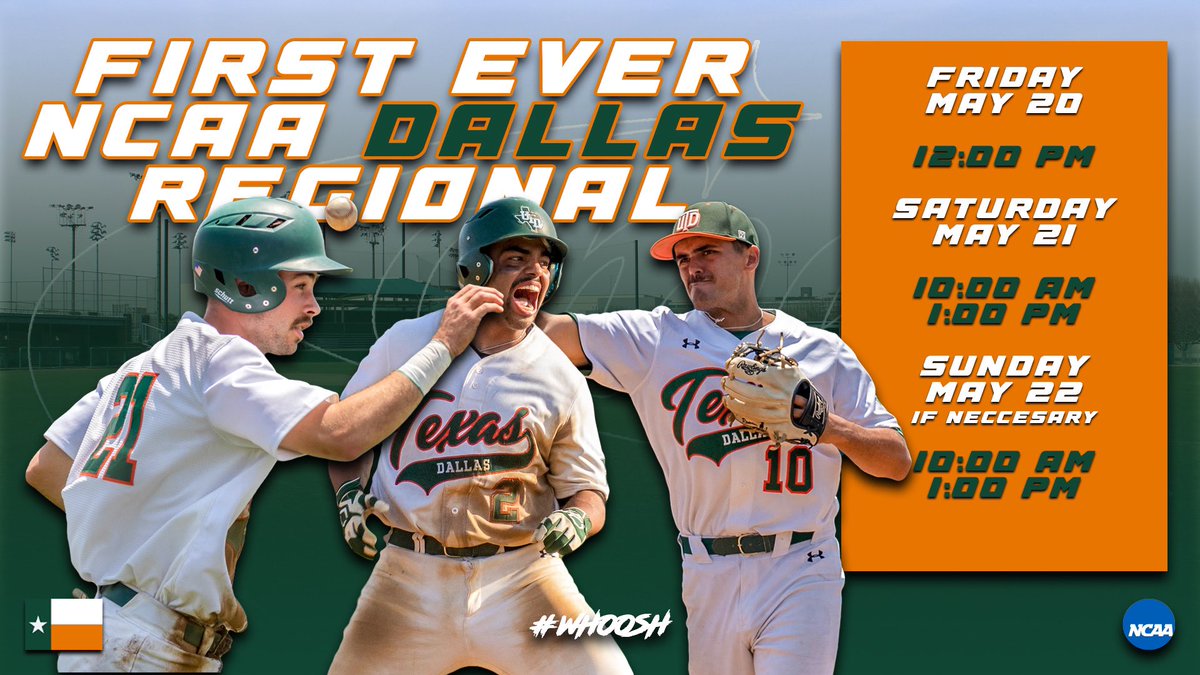 UTDBaseball's tweet photo. 🚨🚨 Regional Update 🚨🚨

Our Regional vs. Trinity will start this Friday, May 20th, at 12:00pm at UTD. We need everyone there!!! https://t.co/YXPPCeZs30