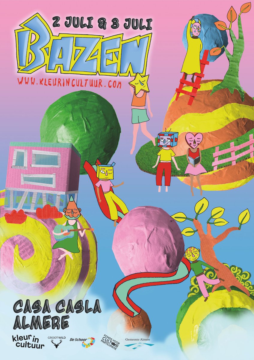 Almeerse kinderen nemen het over!
Waan je op 2 en 3 juli in de wereld van de BAZEN van de stad.  BAZEN is een voorstelling met spoken word, digital art, rap, een live band, brassband en beeldende kunst. Get your tickets via de link!
bit.ly/3yFz14M