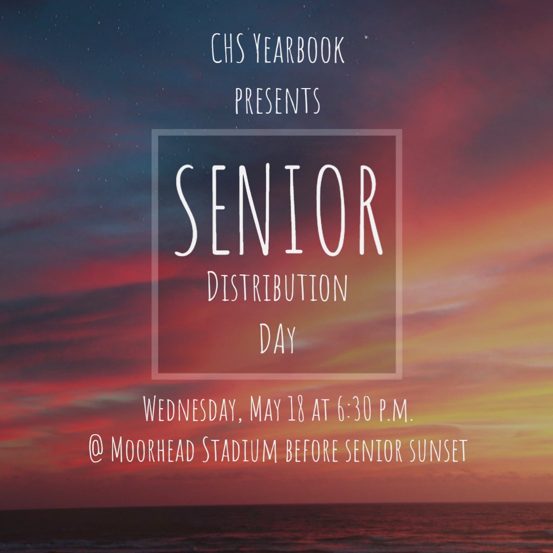 Yearbooks will be here tomorrow! Seniors can pick theirs up first before senior sunrise Wednesday