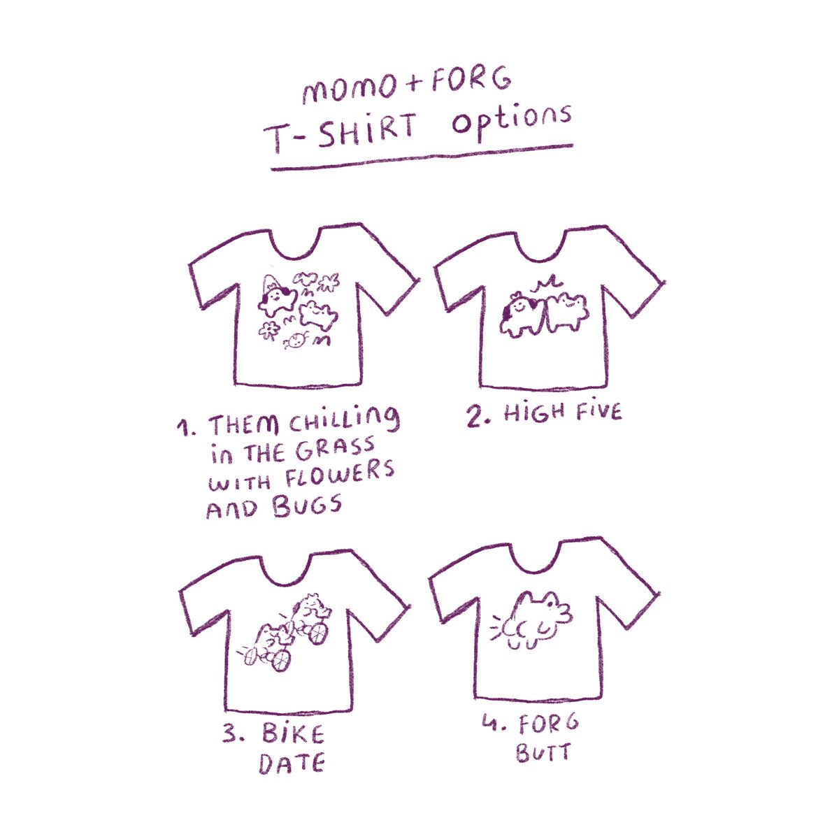 Lets say I did a momo+forg shirt. Which idea would you prefer? 
