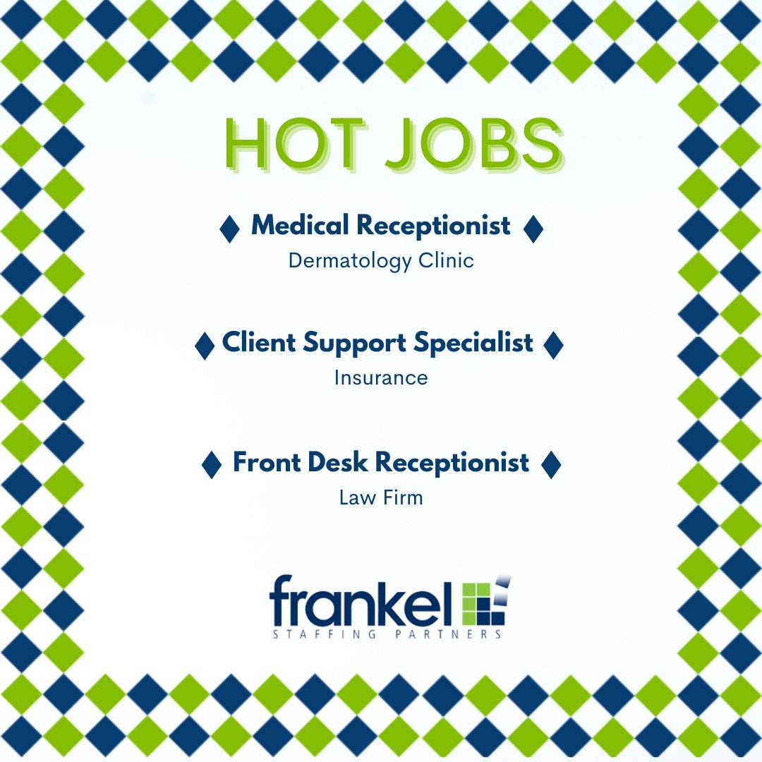 FrankelStaffing's tweet photo. Ready for a change? Check out these HOT JOBS! For more information and to view all current openings: https://t.co/sjs0lKNE4X
#frankelstaffingpartners #hotjobs #nowhiring #hiring #jobs #triangletuesdays #raleighjobs #rtpjobs #trianglejobs https://t.co/j9MItkNfTL