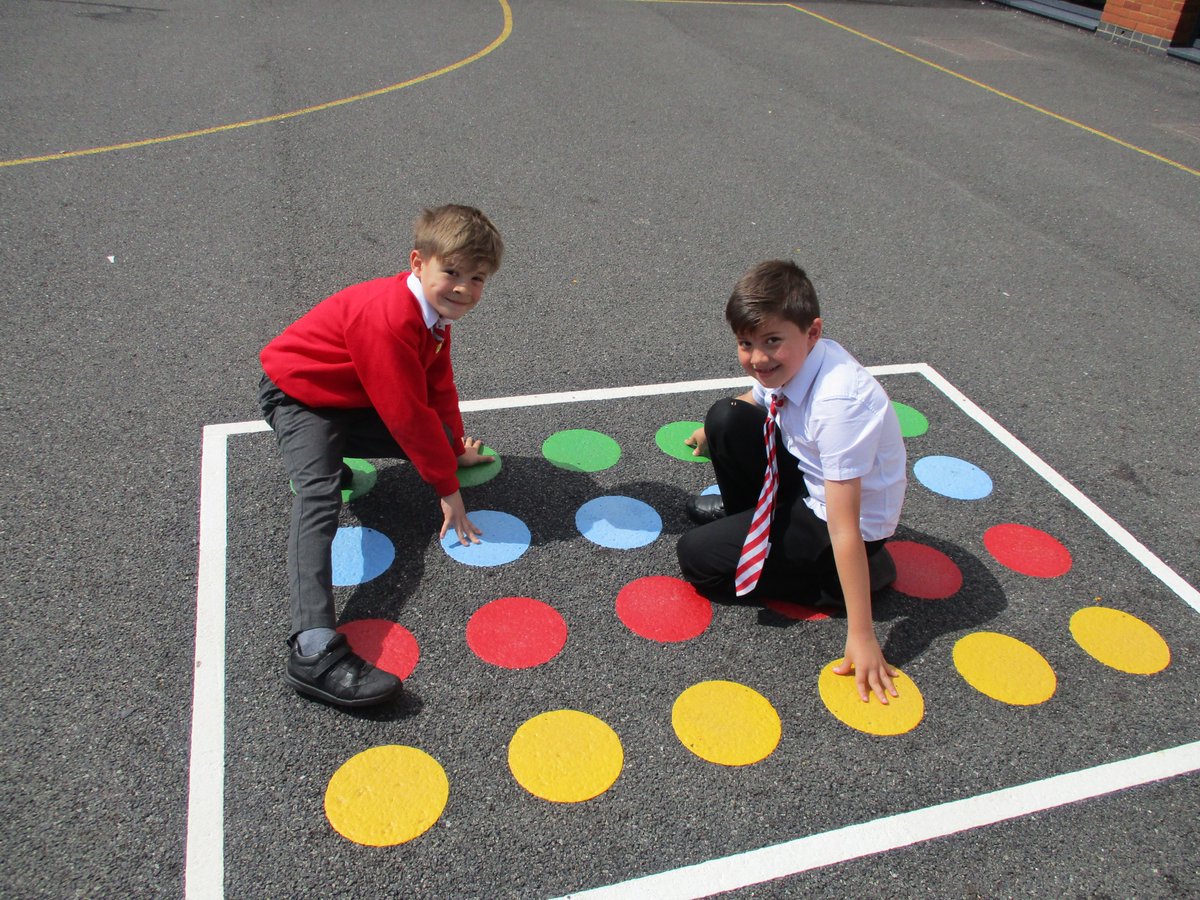 Our children have been enjoying the new playground markings in the sunshine.