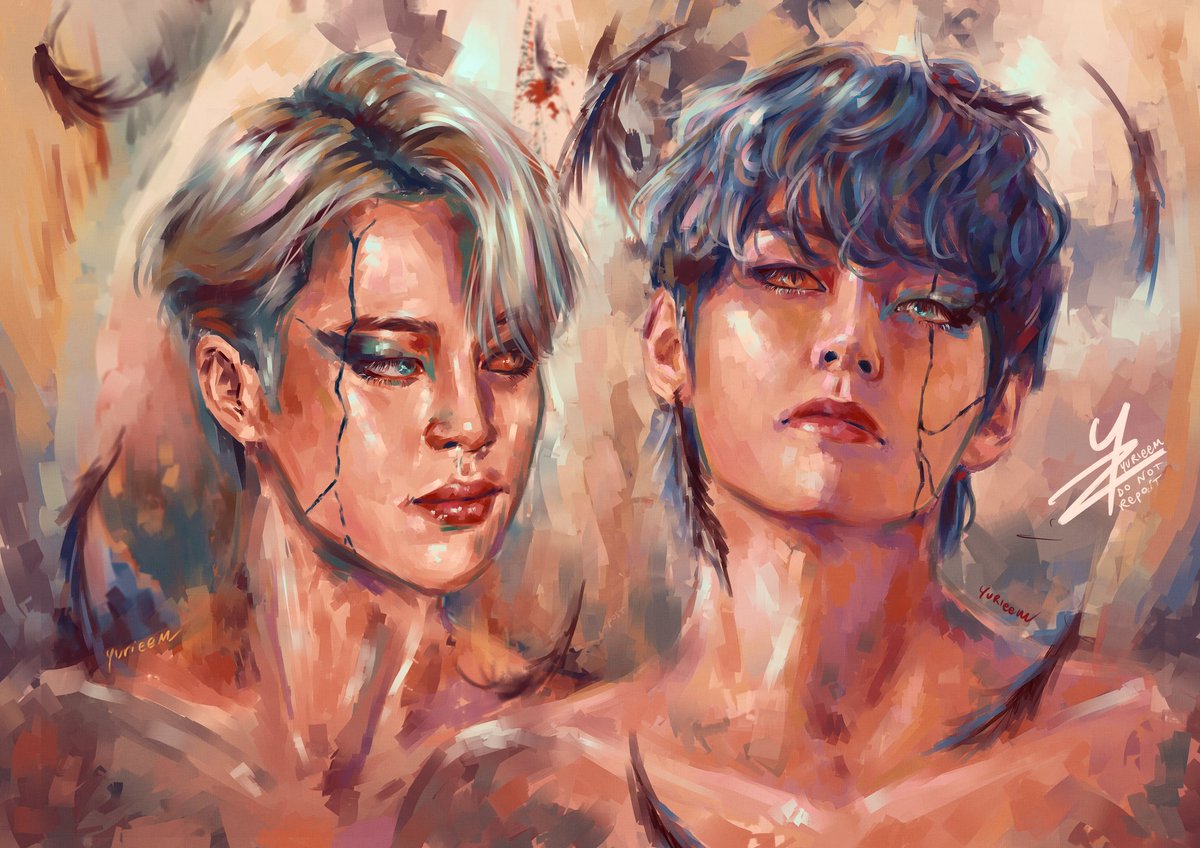 「« black swan »
#btsfanart #vmin 」|yurie 🪞のイラスト