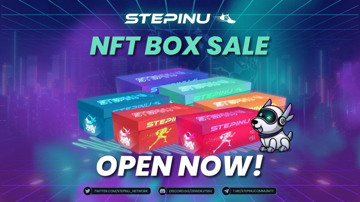 🎉🎉 STEPINU NFT BOX SALE IS OPENING NOW! LET’S BUY IT!!

🦮 Sale quantity: 500 NFT Boxes
🌟Requirement to buy: hold at least 30,000 $STEPI Tokens in your wallet
💰Price: 0.5 BNB per Box

Read more: t.me/StepInuCommuni…
#StepInu #M2E #STEPI #BOXSALE
