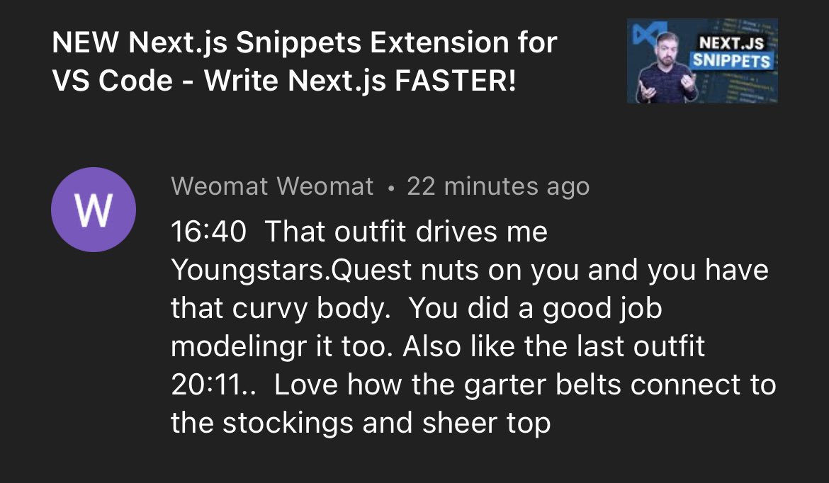 jamesqquick's tweet photo. We’ll there’s a YouTube comment I’ve never seen before… https://t.co/6PUOzxNwCH