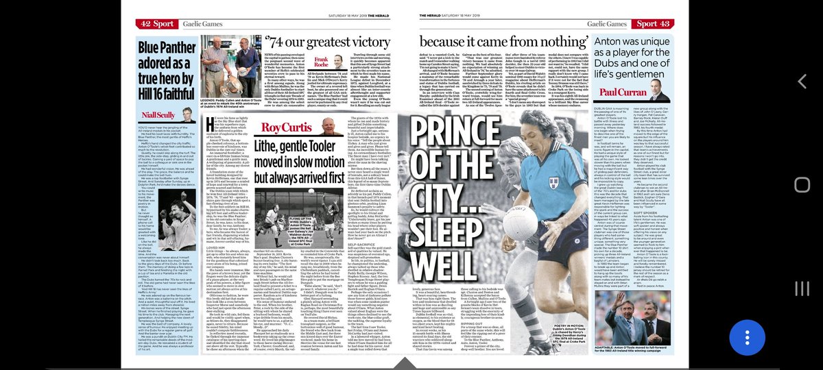 The incomparable Anton O'Toole three years gone today.
Lovely that <a href="/Mulligans6/">Mulligans poolbeg st</a> are placing a small pictorial memorial to the great man on their wall tonight.
Below, some 2019 words remembering a once-off.