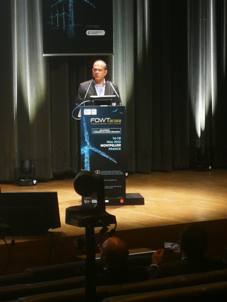 Cluster_Energia's tweet photo. Raúl Rodríguez, CTO of @nautilusfs, presents the main results of #Hazitek #WIND2GRID regarding the design of a pioneer floating 🌊 substation at the leading floating international event #Fowt2022 @IdomGroup @EkoGarapena https://t.co/U8Fav2iRWr https://t.co/DeQUBSNTRF